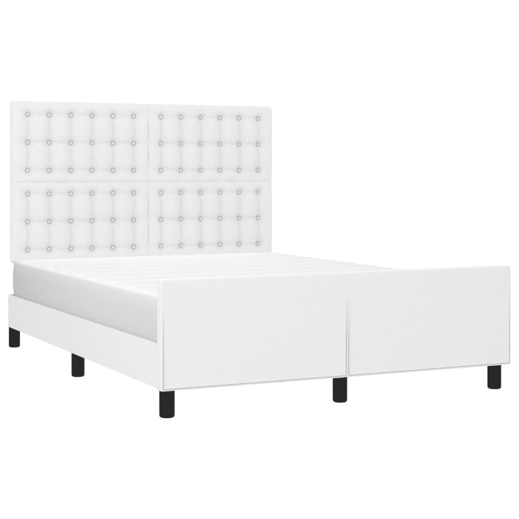 sengeramme med sengegavl 140x190 cm kunstlæder hvid