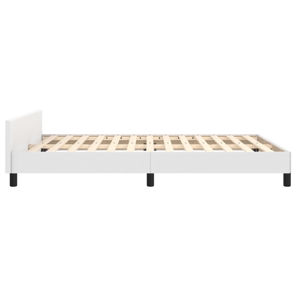 sengeramme med sengegavl 140x190 cm kunstlæder hvid