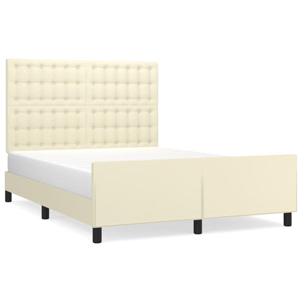sengeramme med sengegavl 140x190 cm kunstlæder cremefarvet