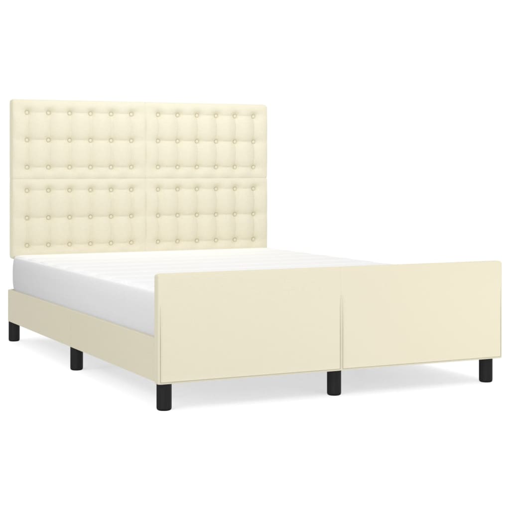 sengeramme med sengegavl 140x190 cm kunstlæder cremefarvet