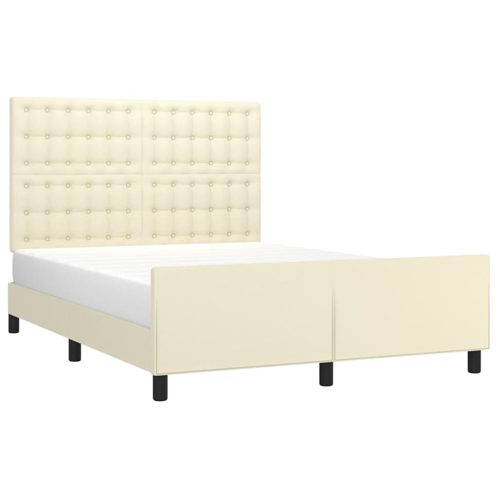 sengeramme med sengegavl 140x190 cm kunstlæder cremefarvet