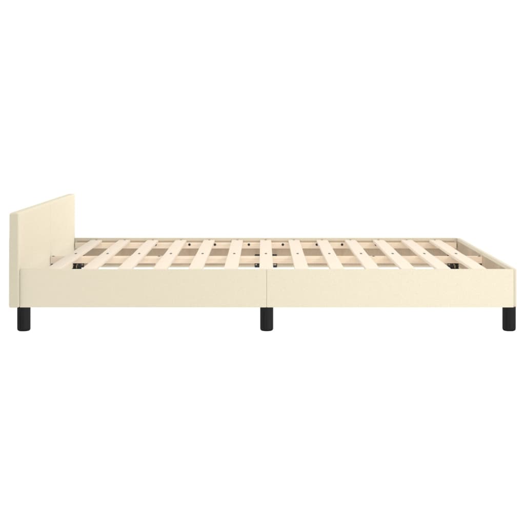 sengeramme med sengegavl 140x190 cm kunstlæder cremefarvet
