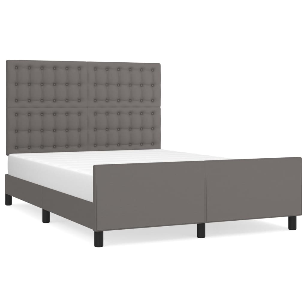 sengeramme med sengegavl 140x190 cm kunstlæder grå