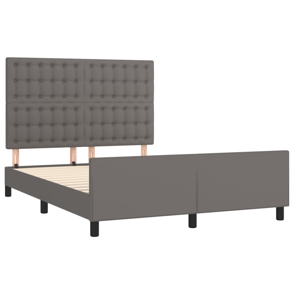 sengeramme med sengegavl 140x190 cm kunstlæder grå