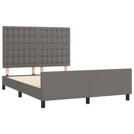 sengeramme med sengegavl 140x190 cm kunstlæder grå
