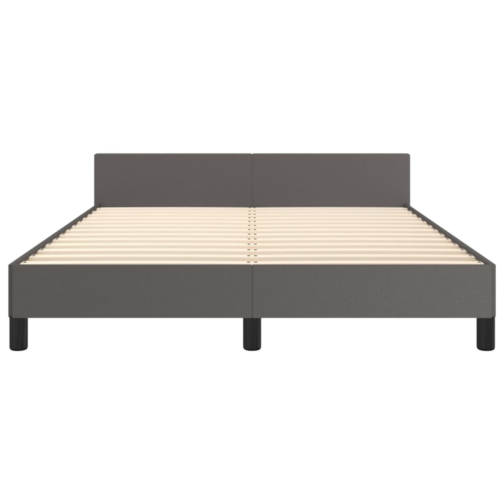 sengeramme med sengegavl 140x190 cm kunstlæder grå