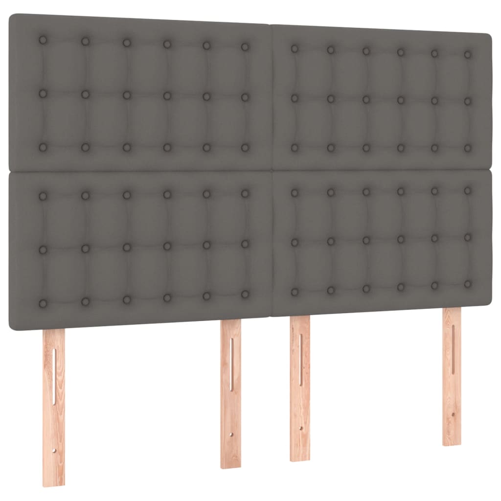 sengeramme med sengegavl 140x190 cm kunstlæder grå