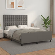 sengeramme med sengegavl 140x190 cm kunstlæder grå