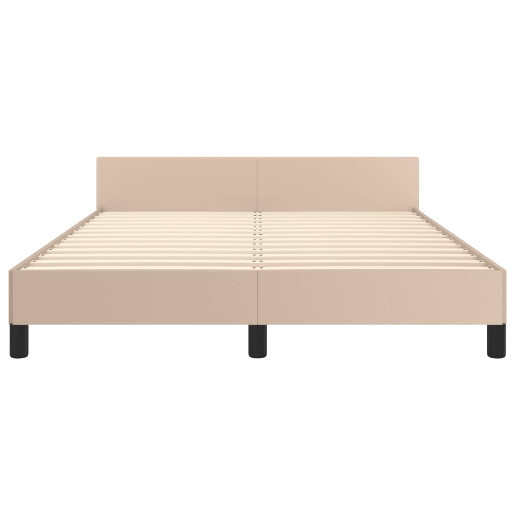 sengeramme med sengegavl 140x190 cm kunstlæder cappuccinofarvet