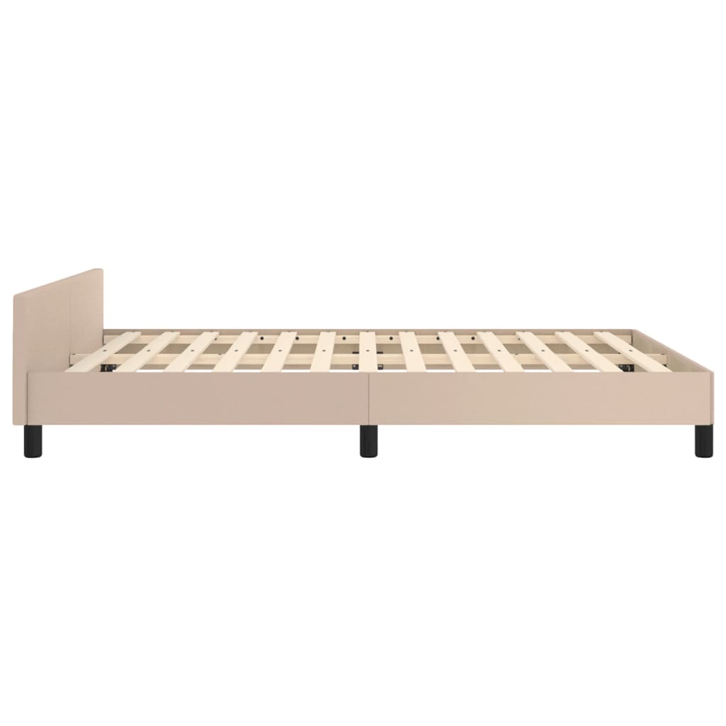 sengeramme med sengegavl 140x190 cm kunstlæder cappuccinofarvet