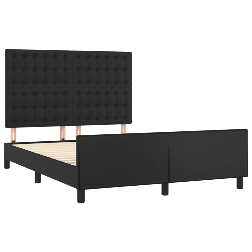sengeramme med sengegavl 140x200 cm kunstlæder sort