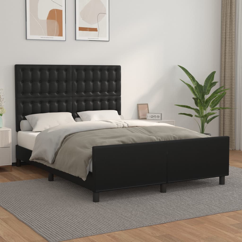 sengeramme med sengegavl 140x200 cm kunstlæder sort