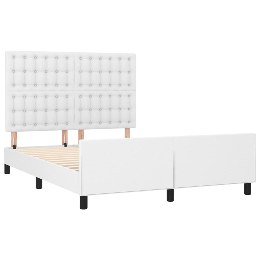 sengeramme med sengegavl 140x200 cm kunstlæder hvid