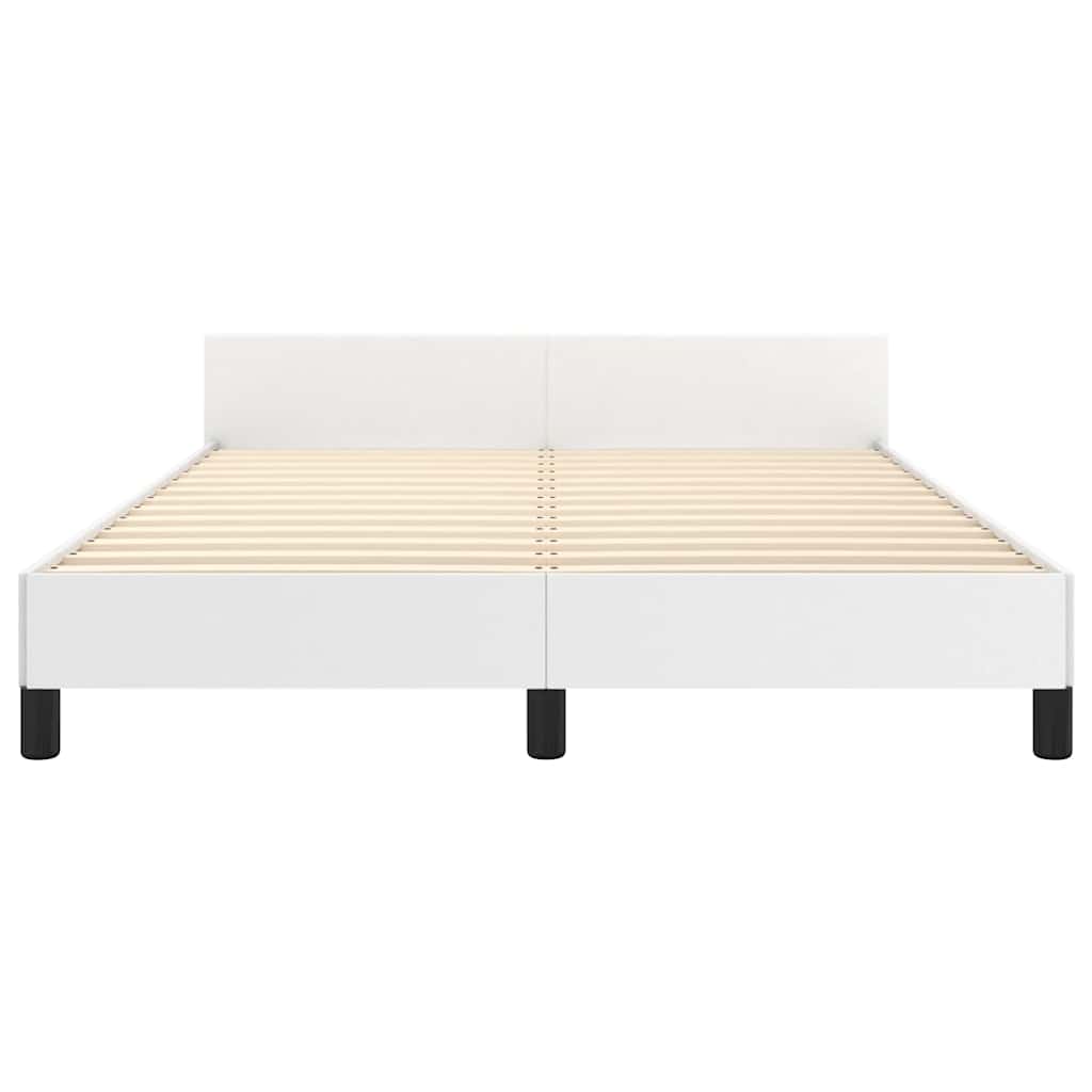 sengeramme med sengegavl 140x200 cm kunstlæder hvid