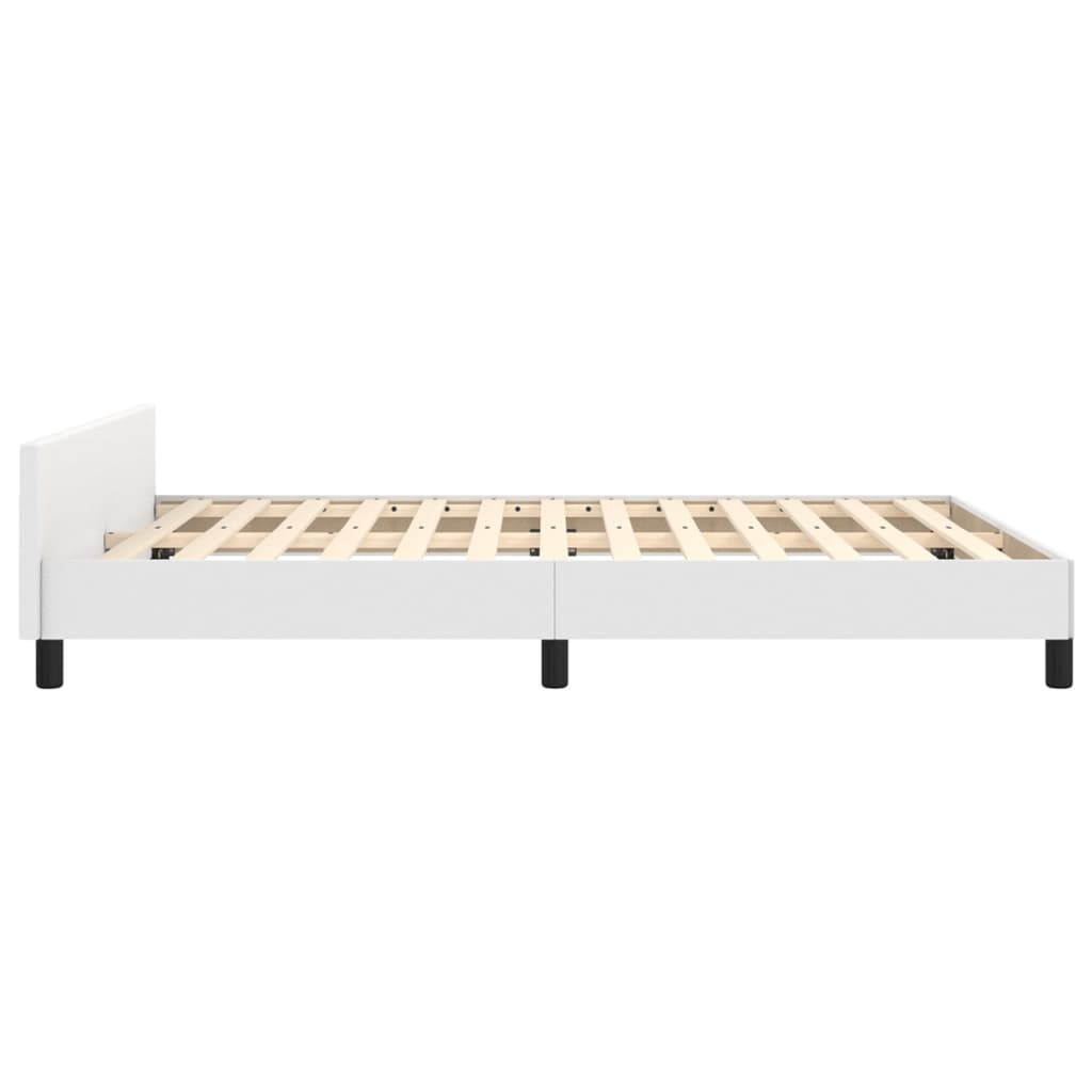 sengeramme med sengegavl 140x200 cm kunstlæder hvid