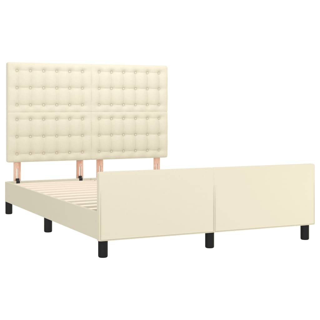 sengeramme med sengegavl 140x200 cm kunstlæder cremefarvet