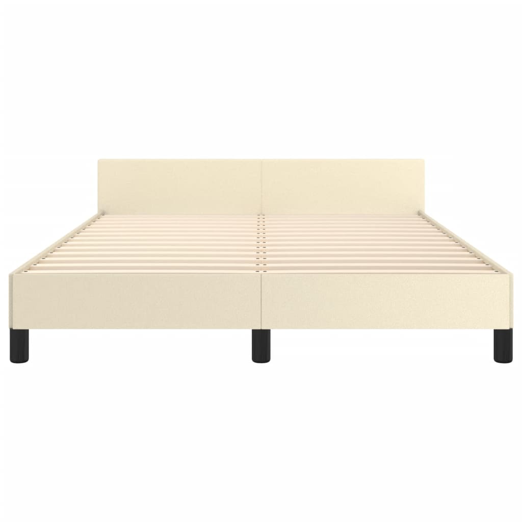 sengeramme med sengegavl 140x200 cm kunstlæder cremefarvet