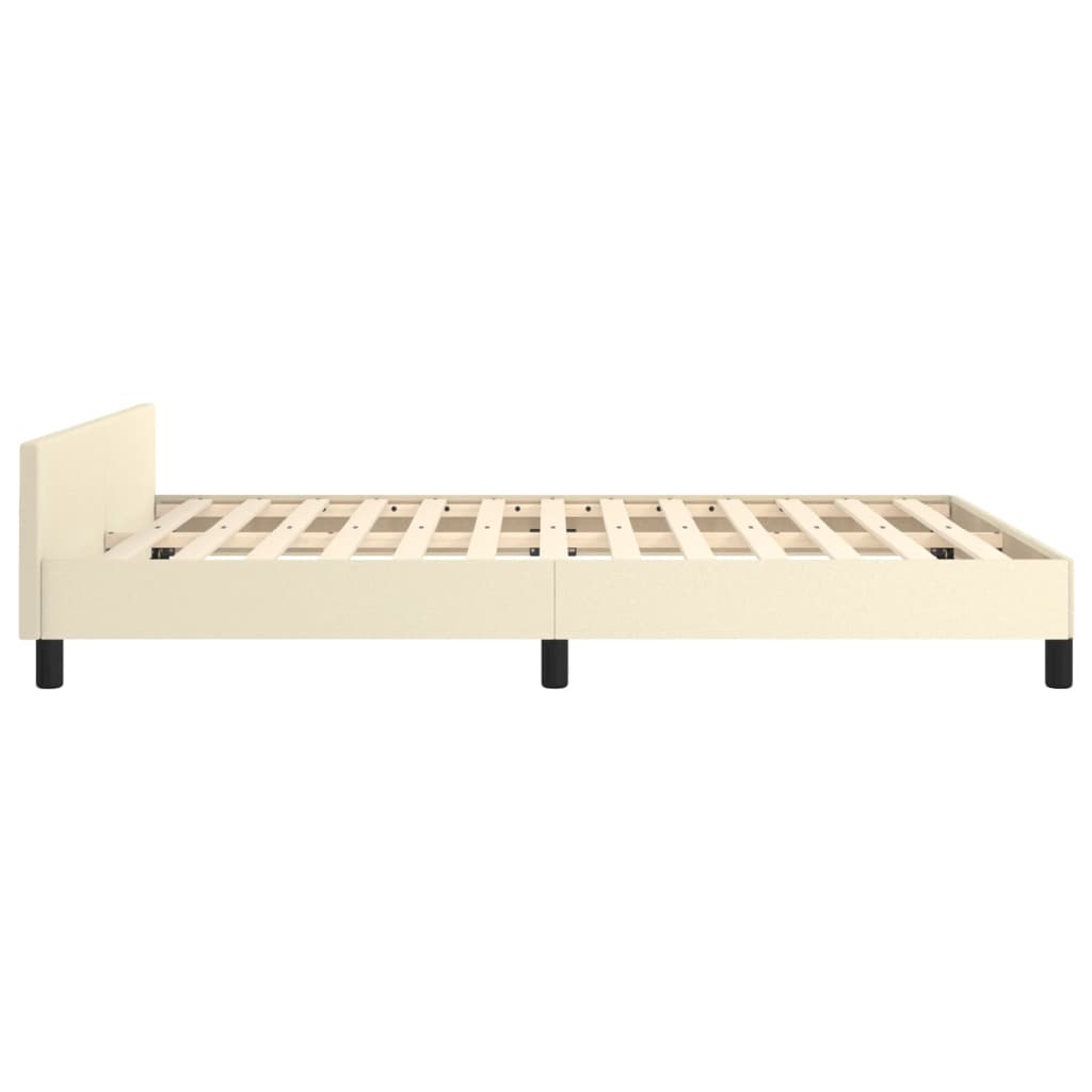 sengeramme med sengegavl 140x200 cm kunstlæder cremefarvet