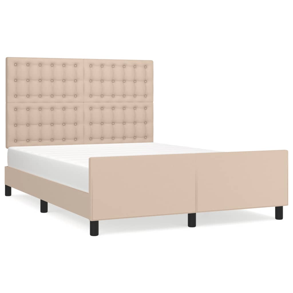 sengeramme med sengegavl 140x200 cm kunstlæder cappuccinofarvet