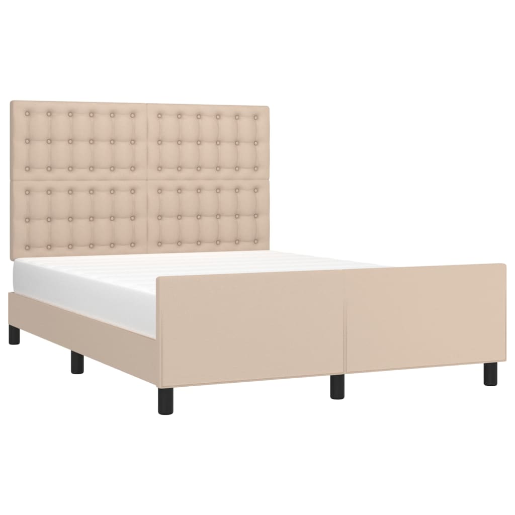 sengeramme med sengegavl 140x200 cm kunstlæder cappuccinofarvet