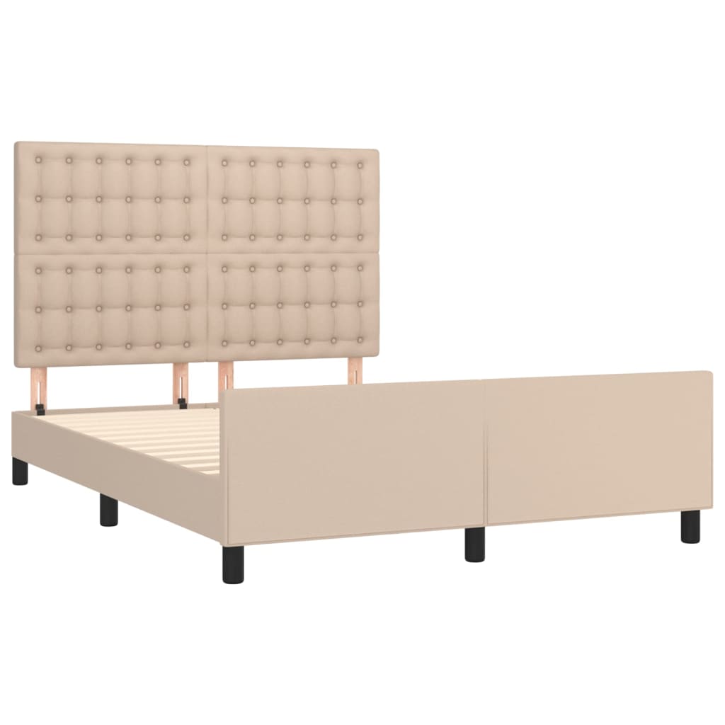sengeramme med sengegavl 140x200 cm kunstlæder cappuccinofarvet