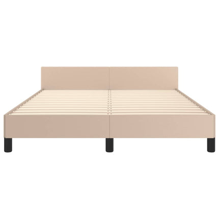 sengeramme med sengegavl 140x200 cm kunstlæder cappuccinofarvet