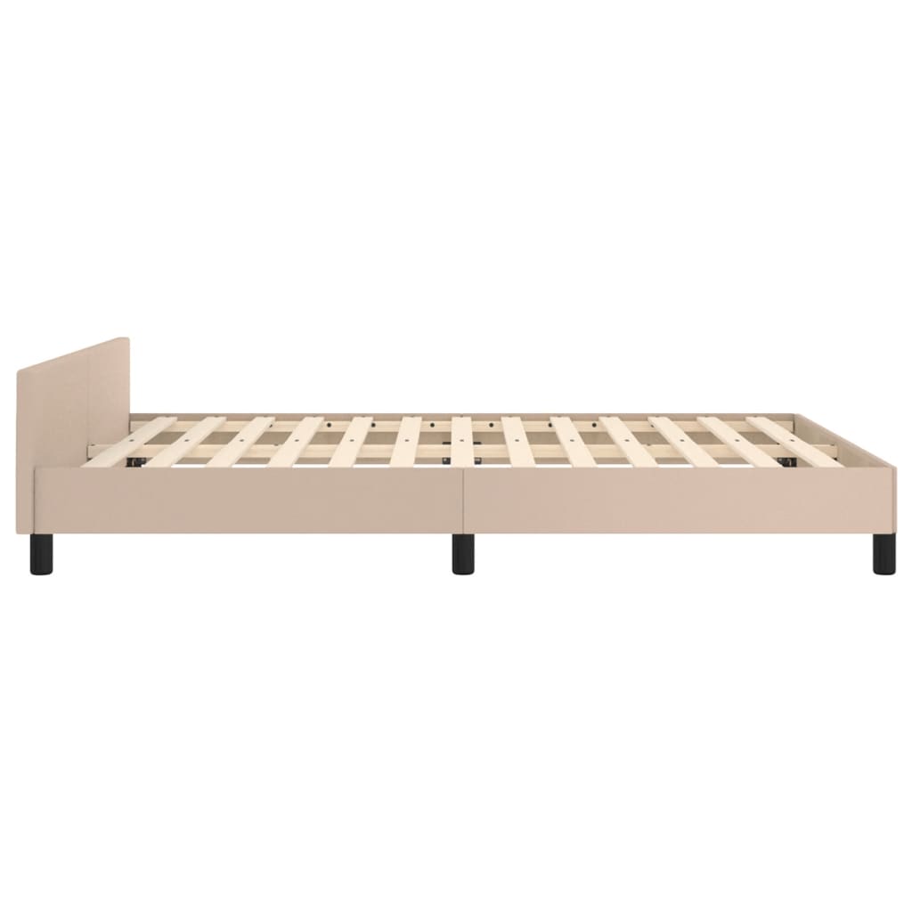 sengeramme med sengegavl 140x200 cm kunstlæder cappuccinofarvet