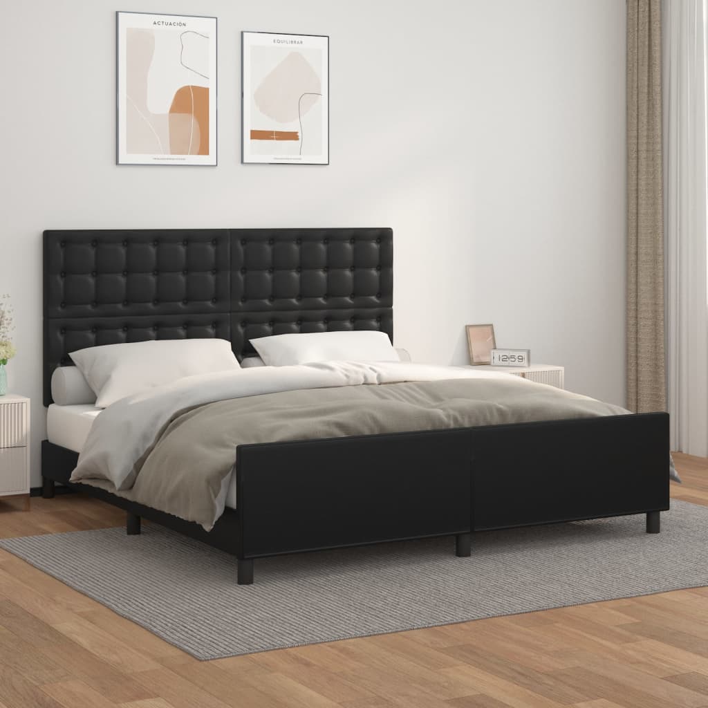 sengeramme med sengegavl 160x200 cm kunstlæder sort