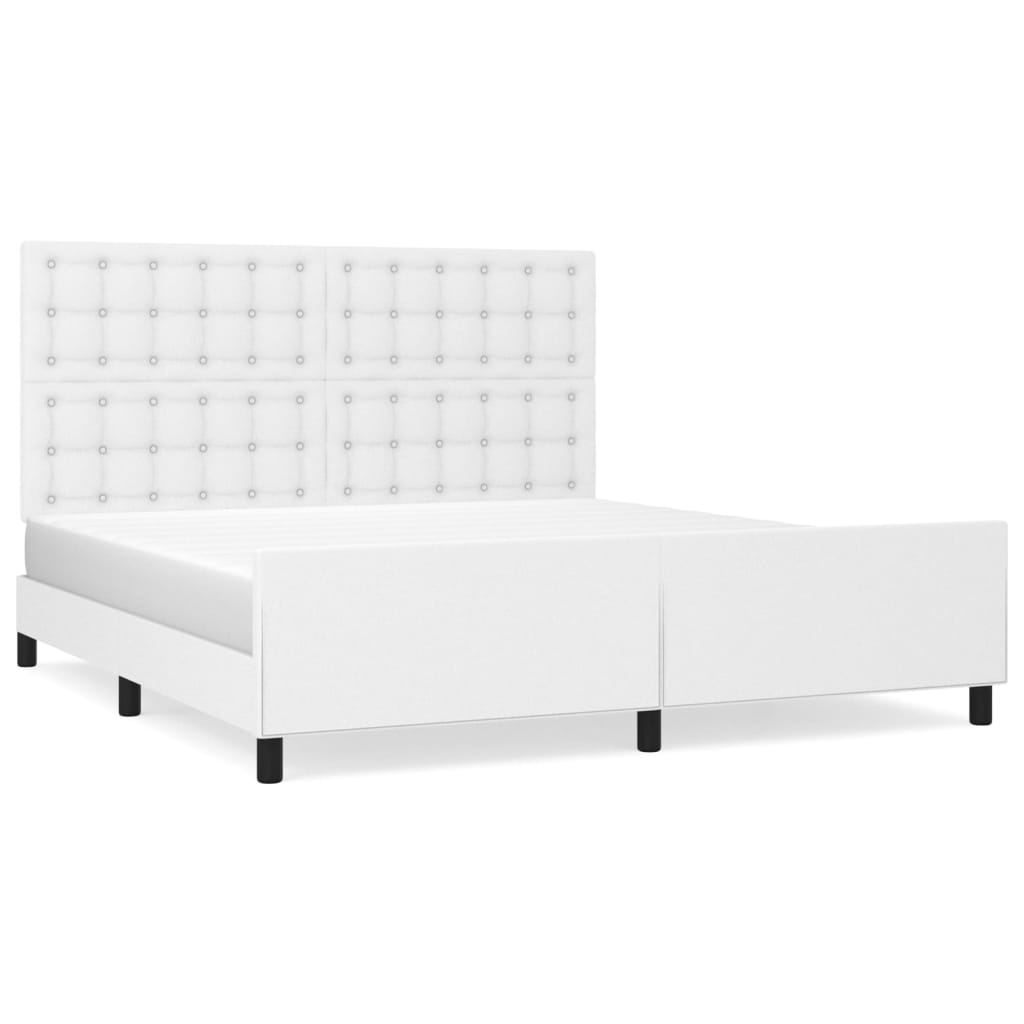 sengeramme med sengegavl 160x200 cm kunstlæder hvid