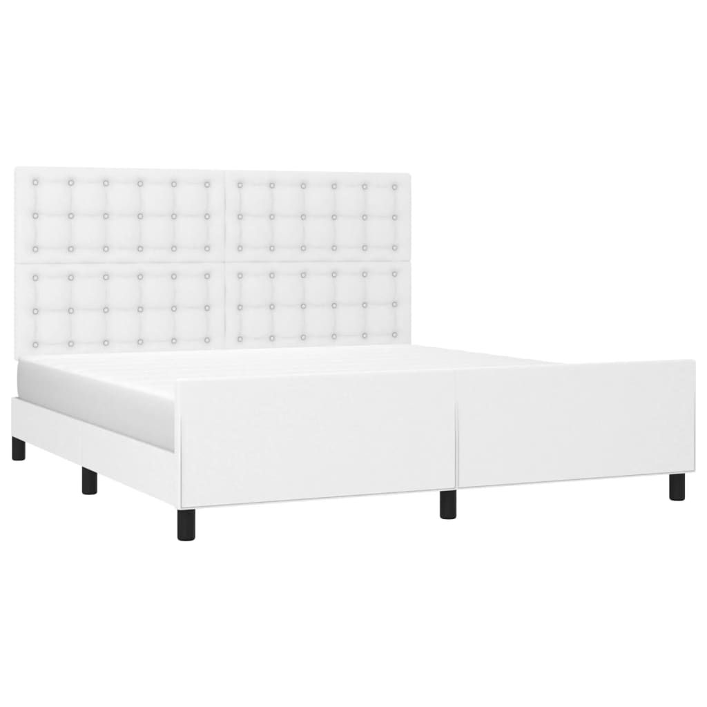 sengeramme med sengegavl 160x200 cm kunstlæder hvid