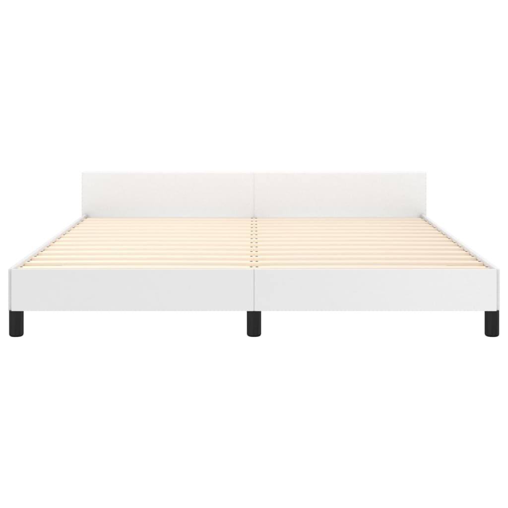 sengeramme med sengegavl 160x200 cm kunstlæder hvid