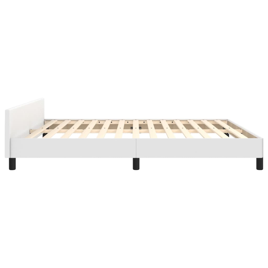sengeramme med sengegavl 160x200 cm kunstlæder hvid