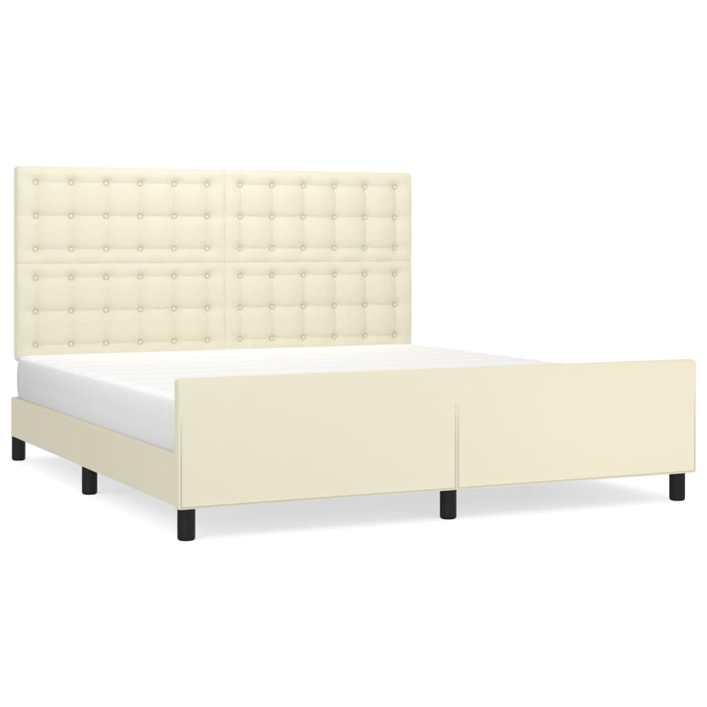 sengeramme med sengegavl 160x200 cm kunstlæder cremefarvet