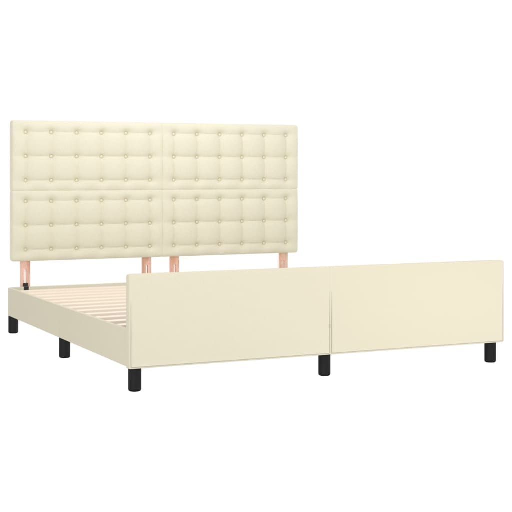 sengeramme med sengegavl 160x200 cm kunstlæder cremefarvet
