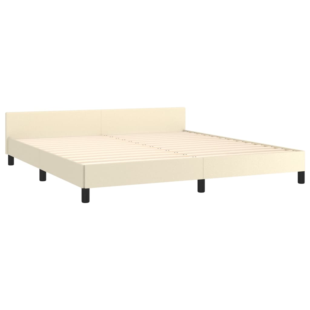 sengeramme med sengegavl 160x200 cm kunstlæder cremefarvet