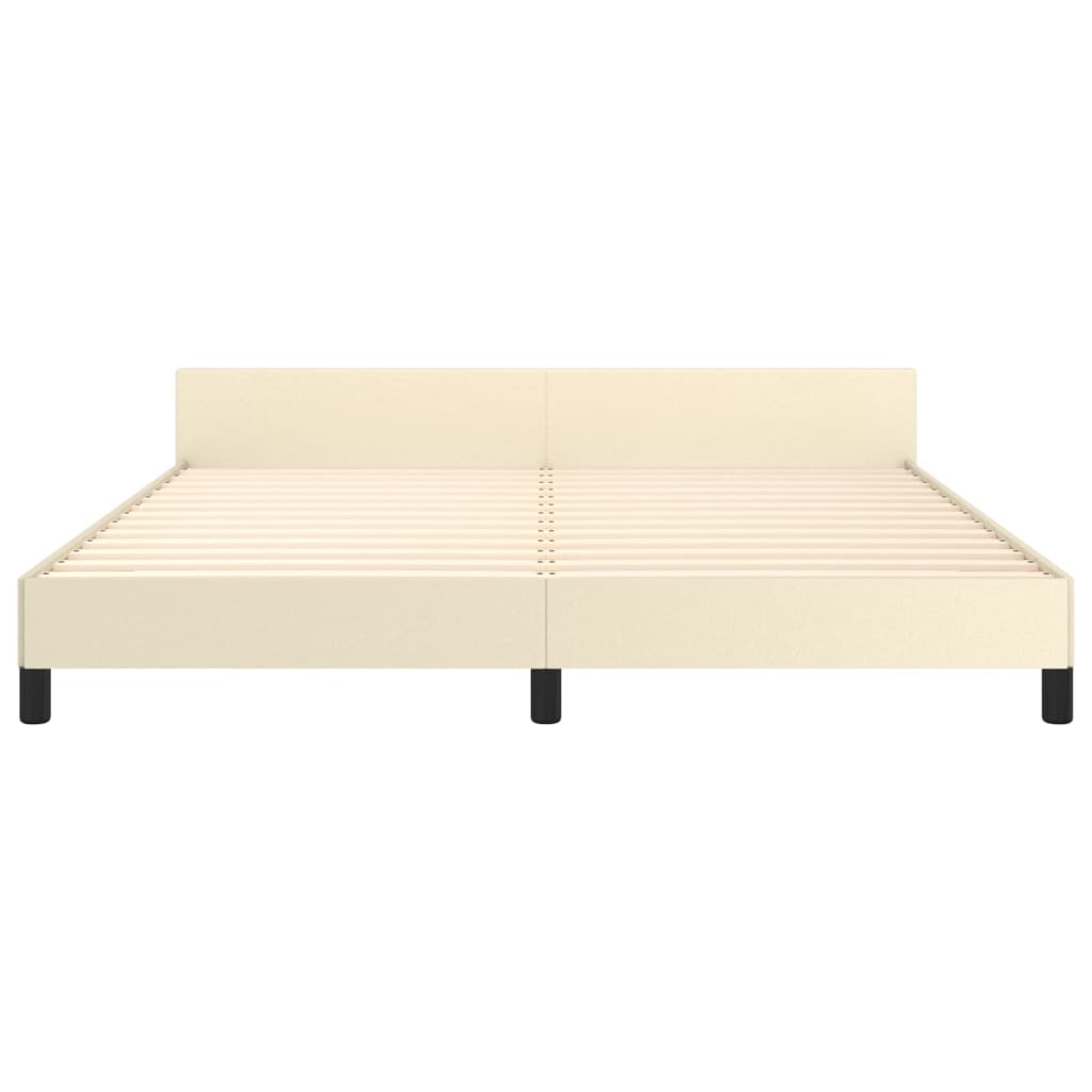 sengeramme med sengegavl 160x200 cm kunstlæder cremefarvet