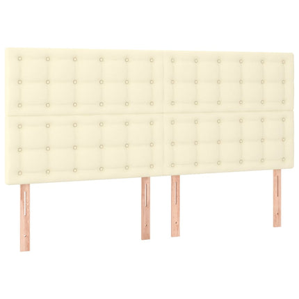 sengeramme med sengegavl 160x200 cm kunstlæder cremefarvet
