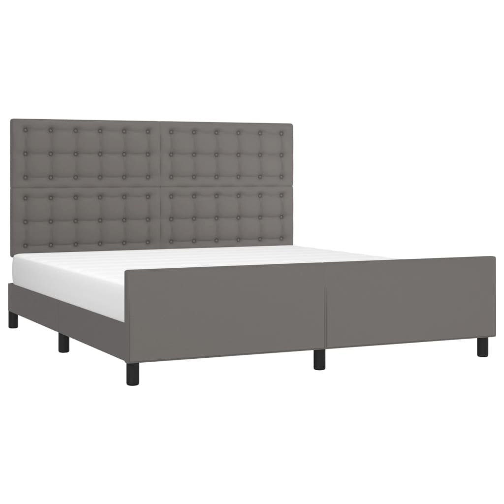 sengeramme med sengegavl 160x200 cm kunstlæder grå