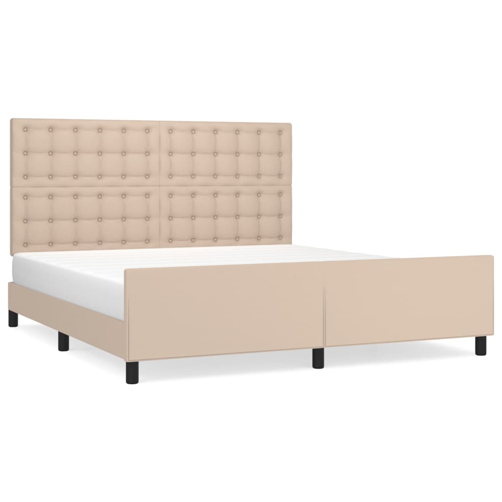 sengeramme med sengegavl 160x200 cm kunstlæder cappuccinofarvet