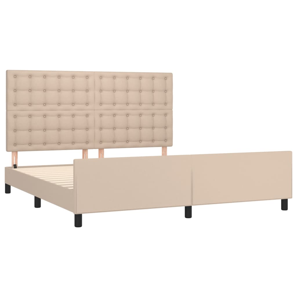sengeramme med sengegavl 160x200 cm kunstlæder cappuccinofarvet