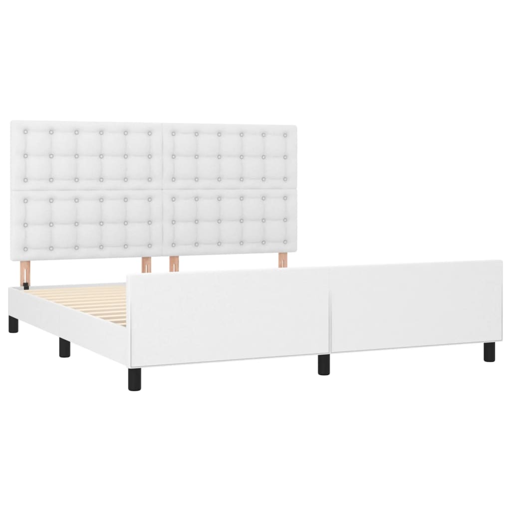 sengeramme med sengegavl 180x200 cm kunstlæder hvid