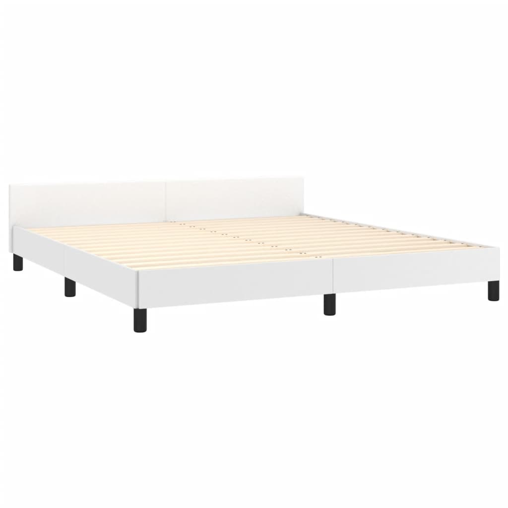 sengeramme med sengegavl 180x200 cm kunstlæder hvid