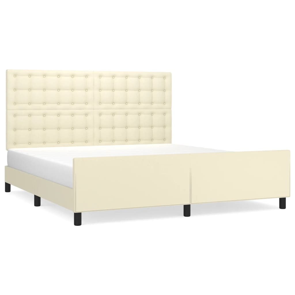 sengeramme med sengegavl 180x200 cm kunstlæder cremefarvet
