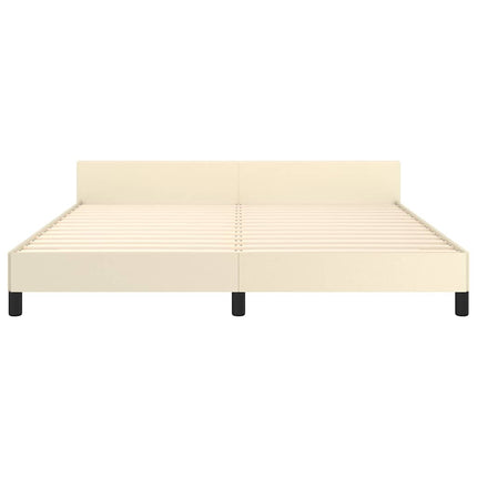 sengeramme med sengegavl 180x200 cm kunstlæder cremefarvet