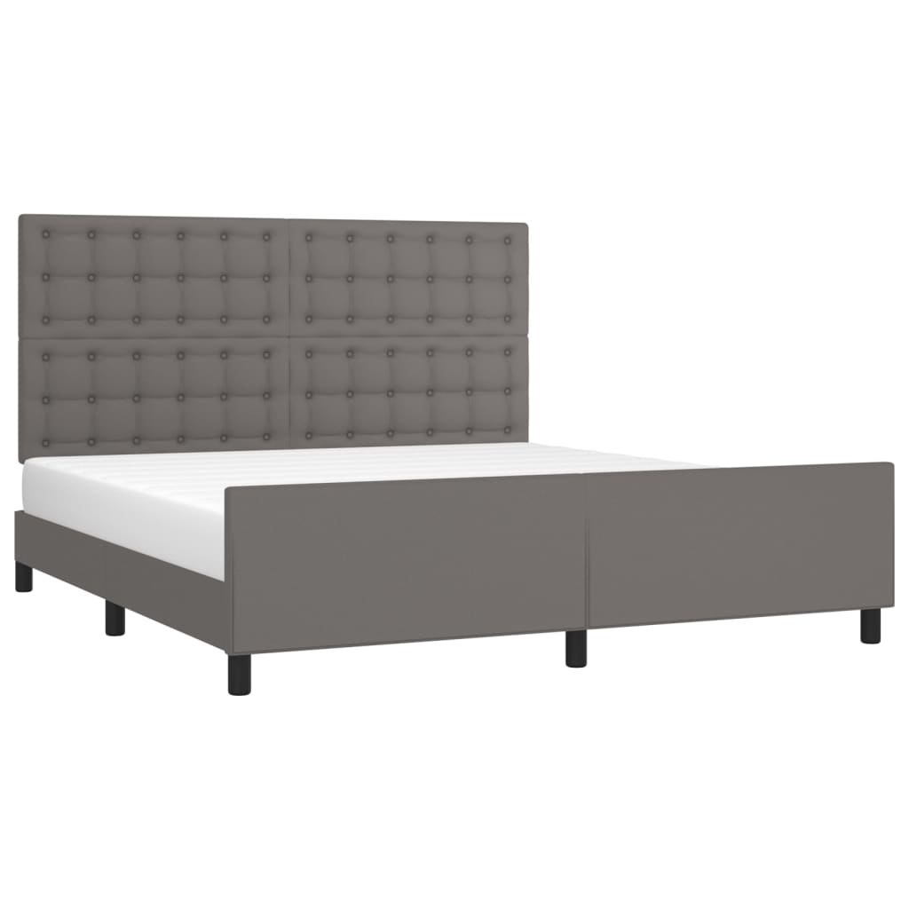 sengeramme med sengegavl 180x200 cm kunstlæder grå
