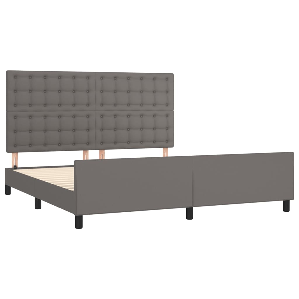 sengeramme med sengegavl 180x200 cm kunstlæder grå