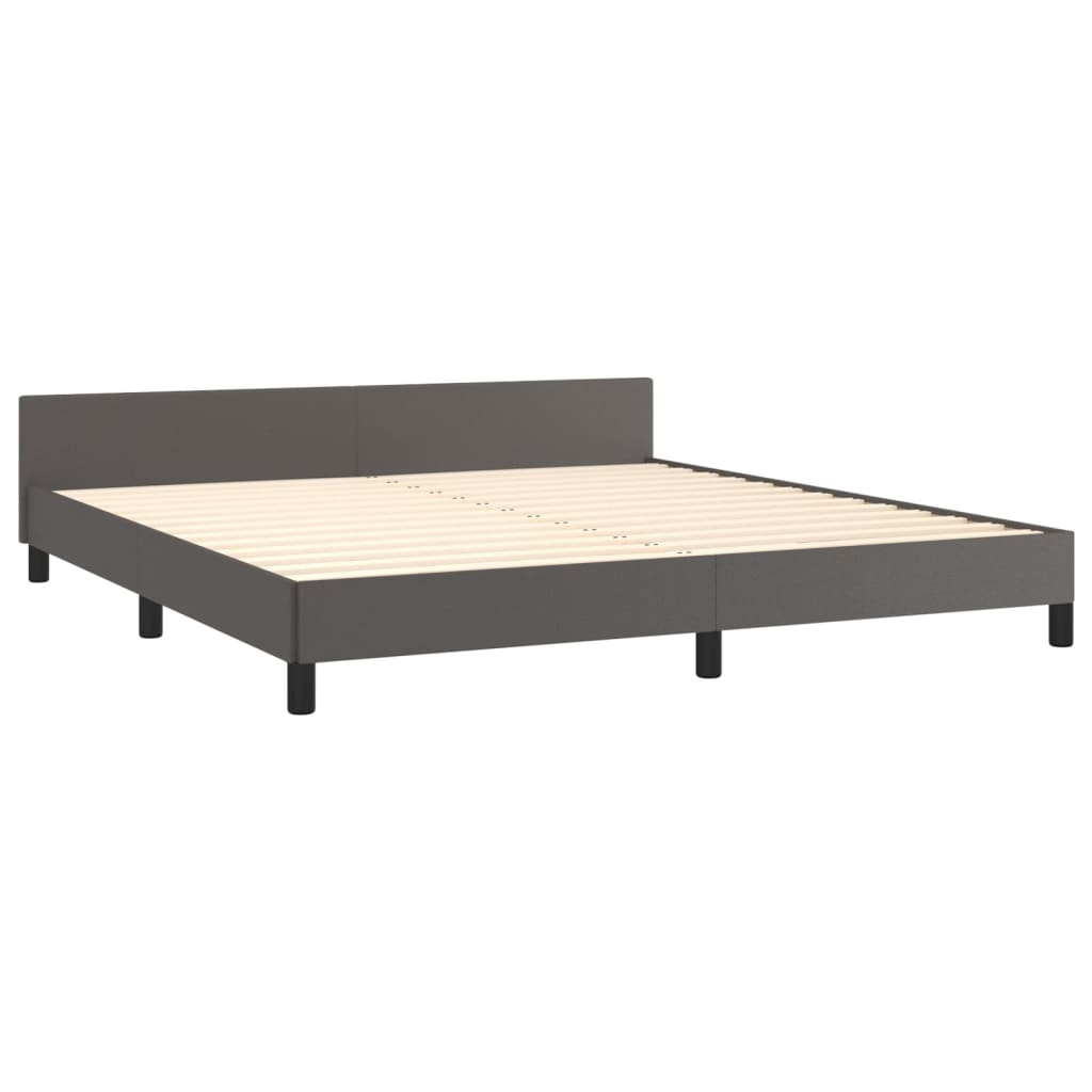 sengeramme med sengegavl 180x200 cm kunstlæder grå