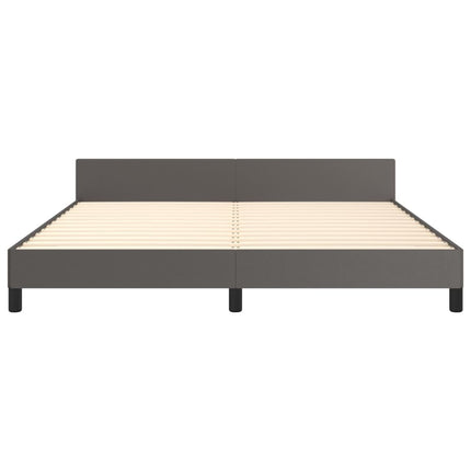 sengeramme med sengegavl 180x200 cm kunstlæder grå