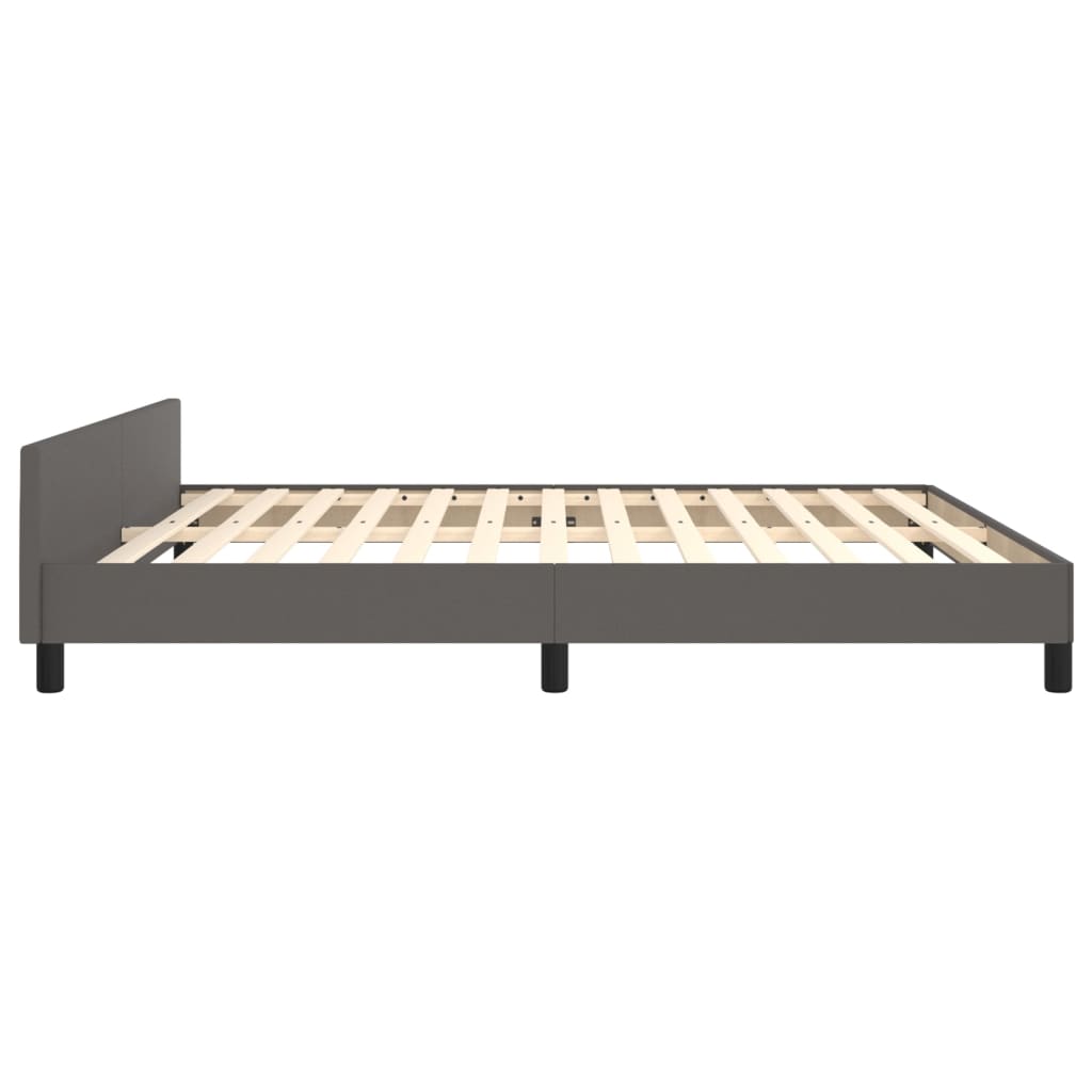 sengeramme med sengegavl 180x200 cm kunstlæder grå