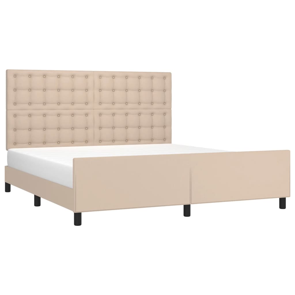 sengeramme med sengegavl 180x200 cm kunstlæder cappuccinofarvet